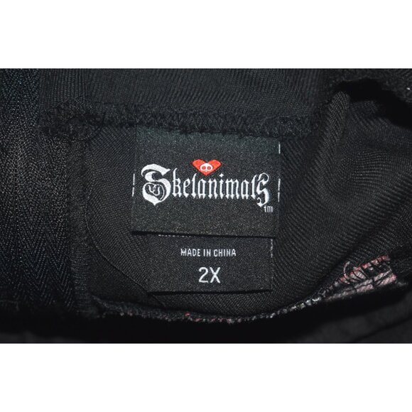 Hot Topic Skelanimals Plaid Contrast Pleated Skirt Black Red Goth 2X - Picture 5 of 7